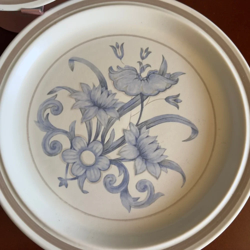 Royal Doulton Inspiration LS1016 Stoneware Set Of 10 WIDE BAND Blue‎ Floral